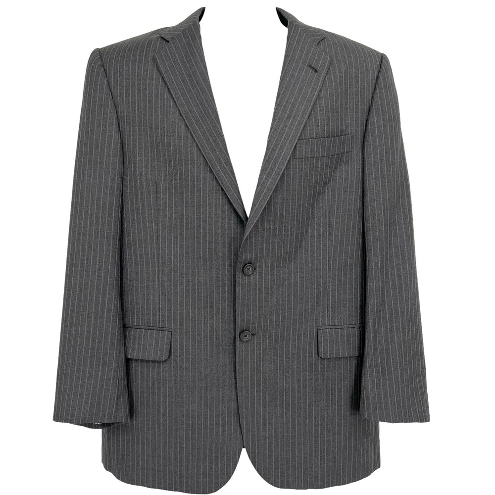 BURBERRY London Men's 100% Wool Two Vents Stripe Grey Blazer Size 42 Long USA